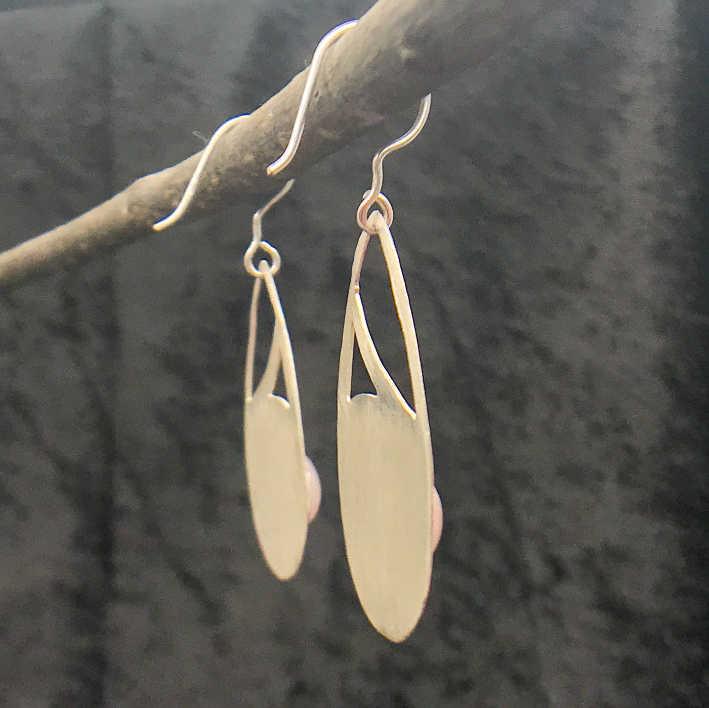 Rose Quartz Teardrop Cut-out Earrings