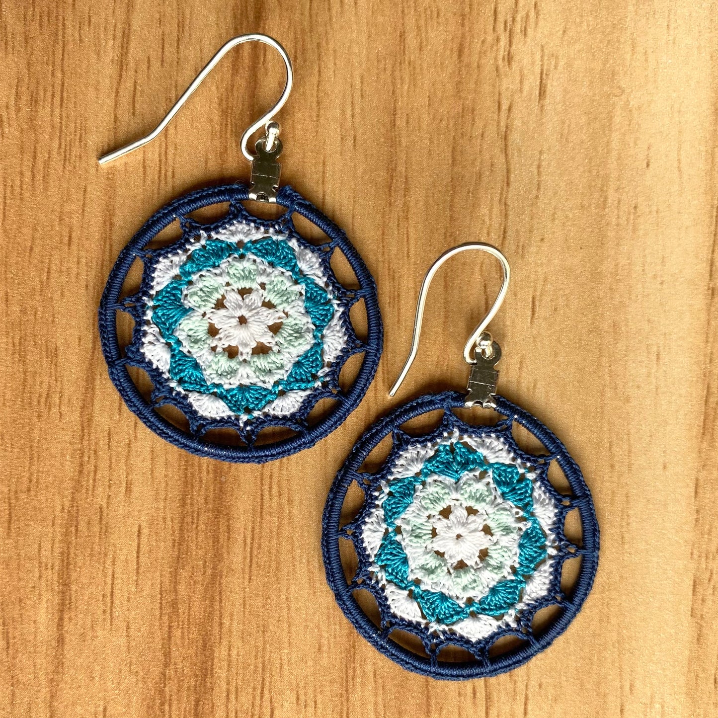 Micro-crochet mandala earrings