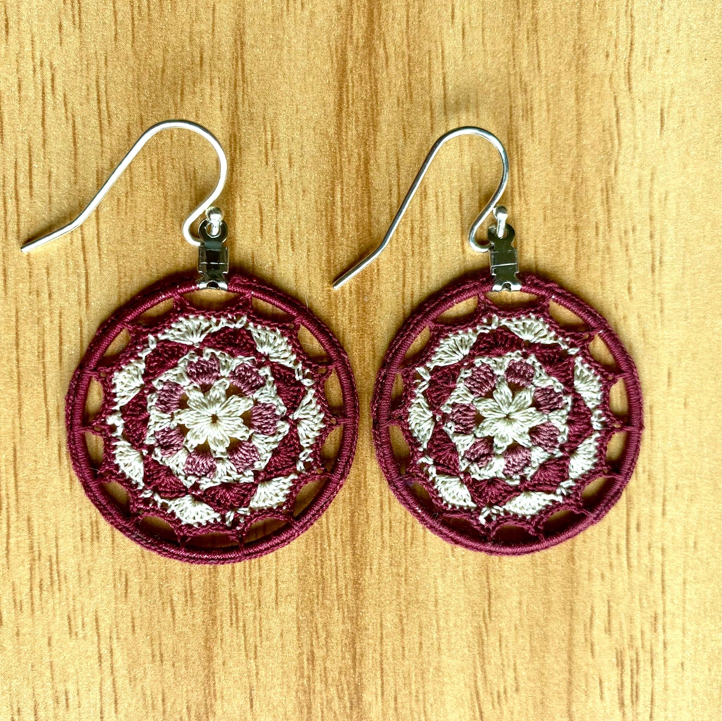 Micro-crochet mandala earrings