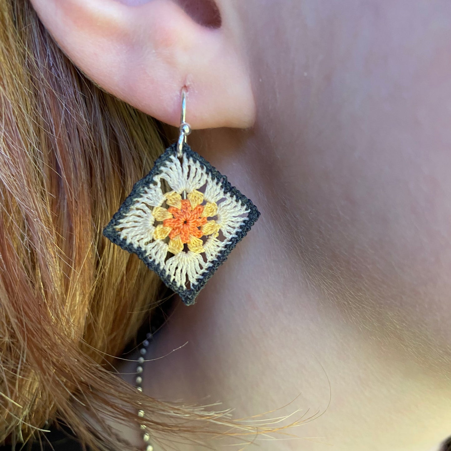 Granny square micro-crochet earrings