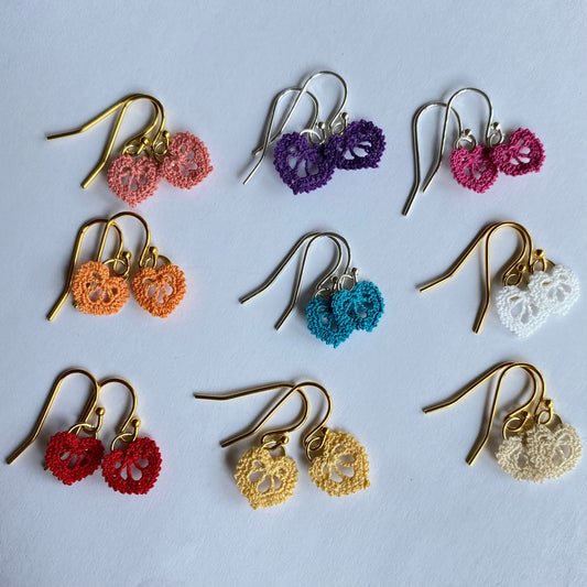 Micro-crochet heart earrings