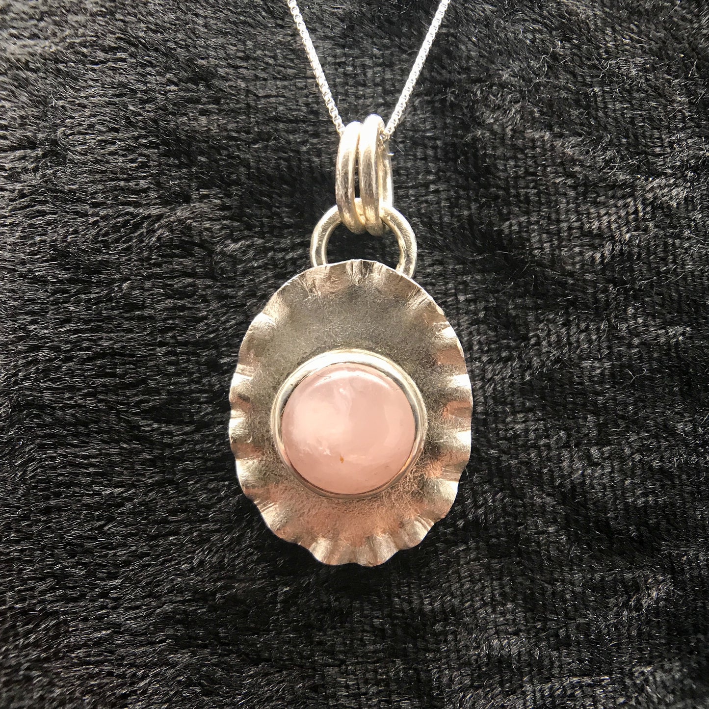 Rose Quartz Pendant with textured backplate