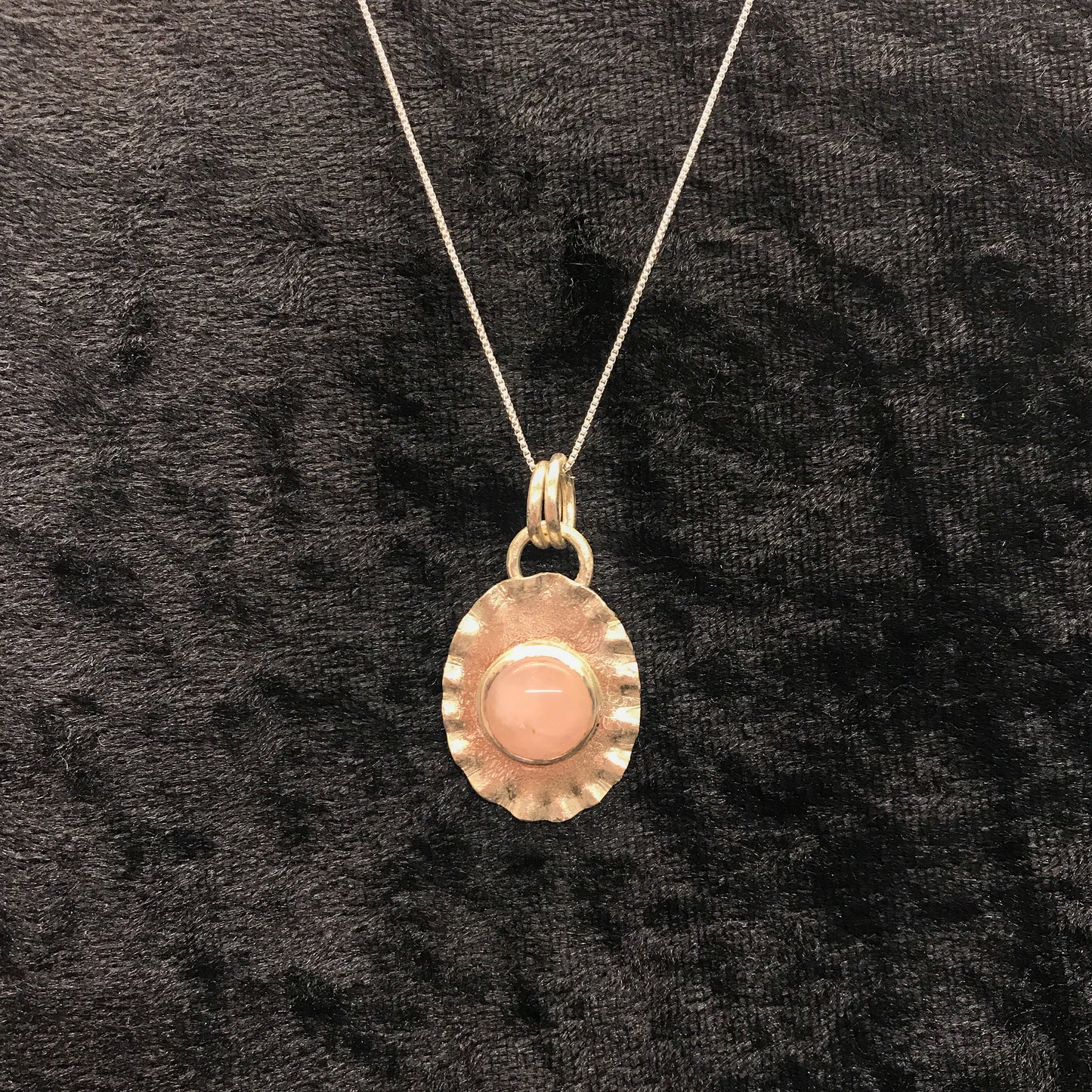 Rose Quartz Pendant with textured backplate