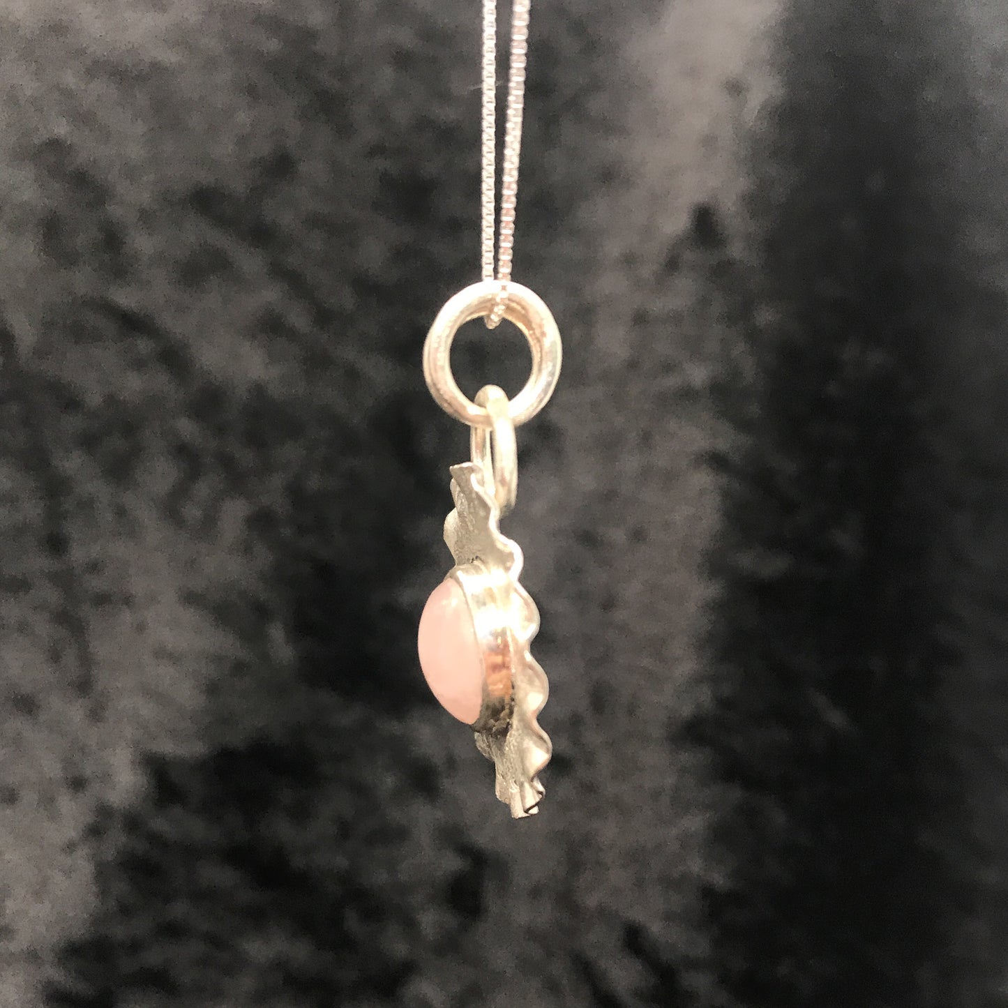 Rose Quartz Pendant with textured backplate