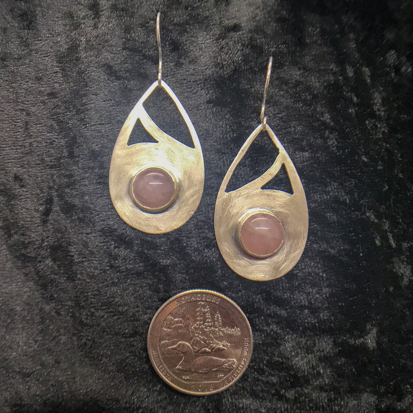 Rose Quartz Teardrop Cut-out Earrings