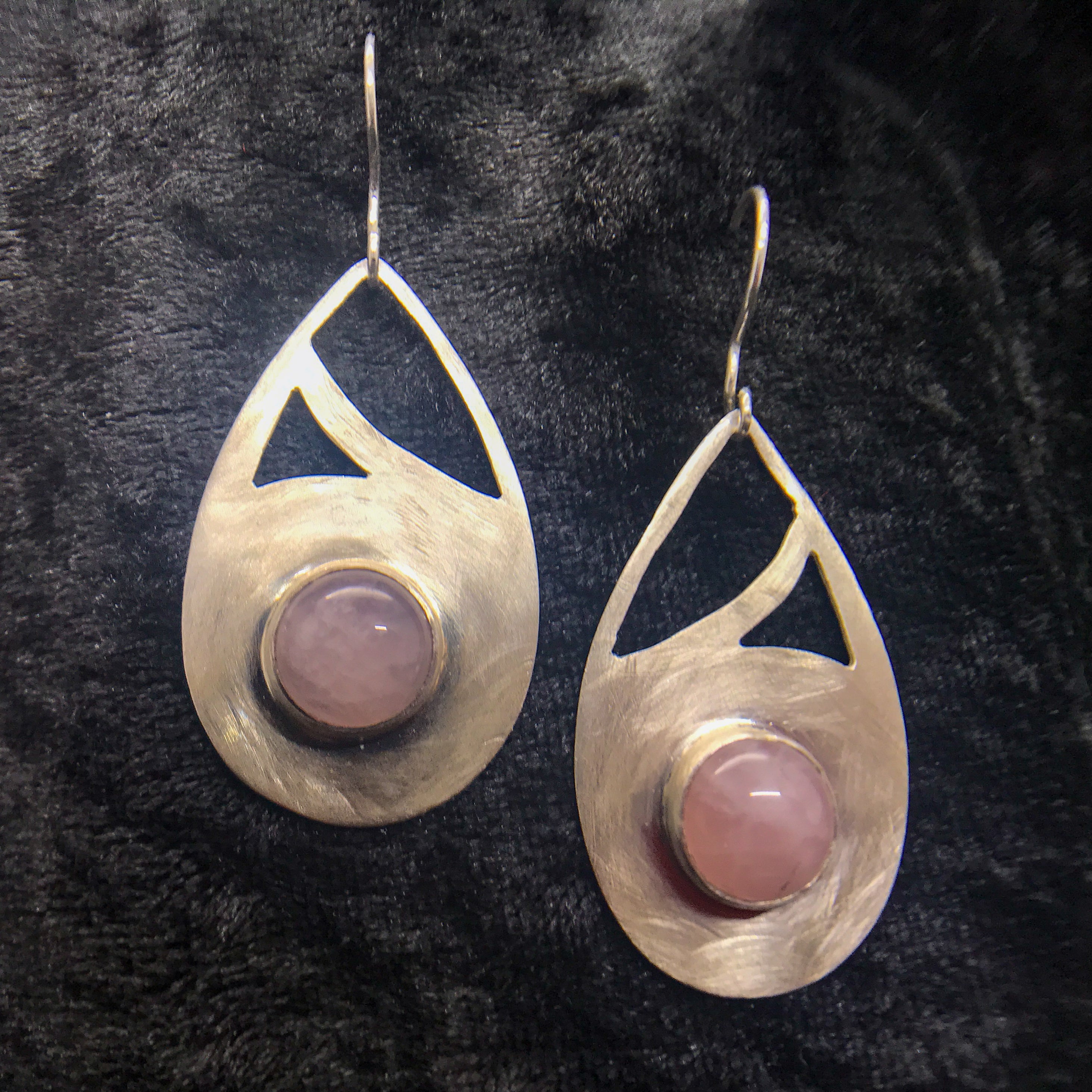 New Sterling Silver Rose Quartz Teardrop Drop Earrings